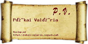 Pákai Valéria névjegykártya
